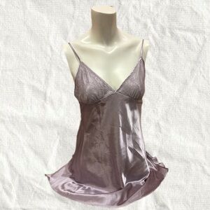 Y2K Lavender Satin Silky Slip Top Indie Sleaze Small